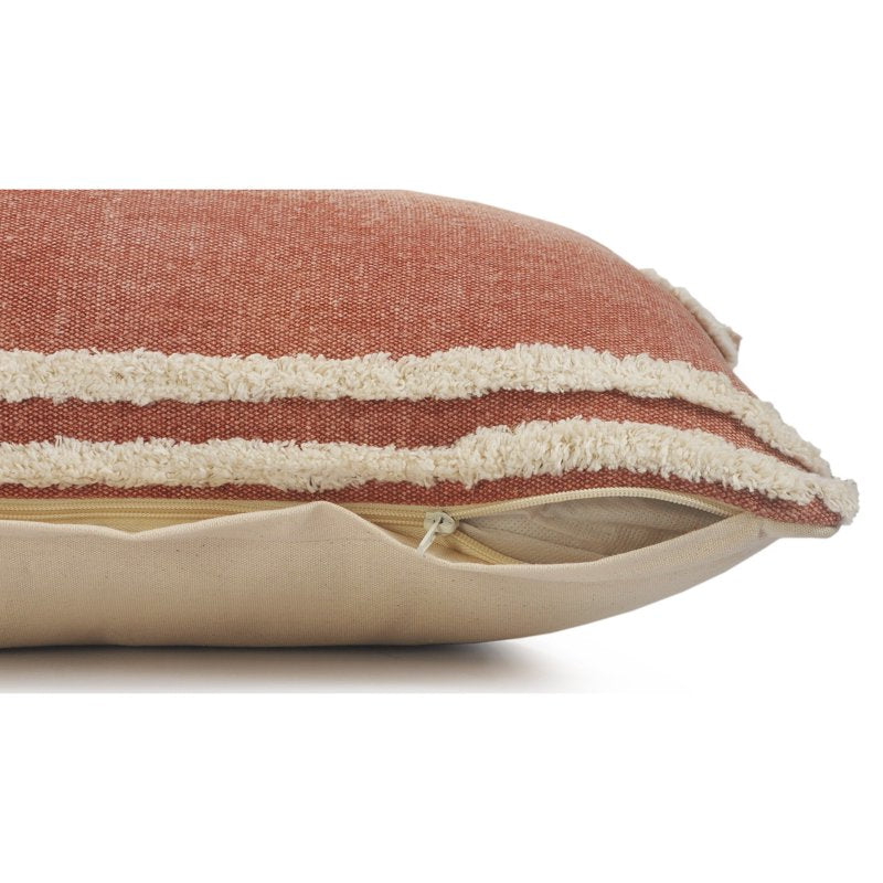 Harlow Hill Cotton Throw Pillow Cover - 14x36 Inch, Brown Striped Design