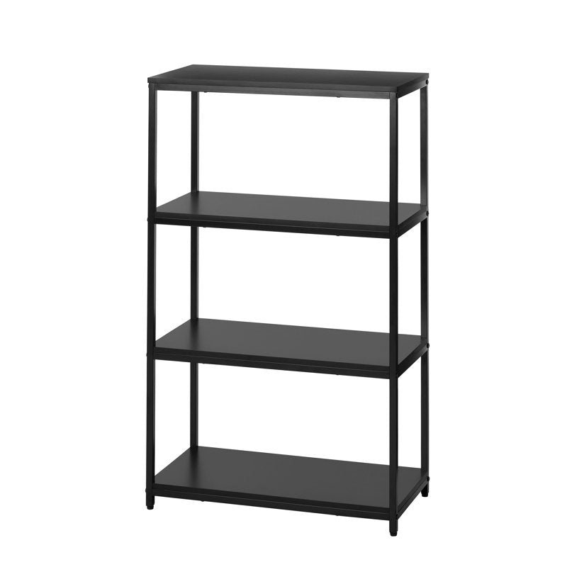 4-Shelf Metal Frame Bookcase - Black Compact Storage