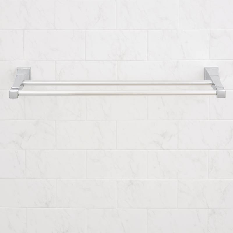 Double Towel Bar 24 Inch Chrome Bathroom Wall Mount