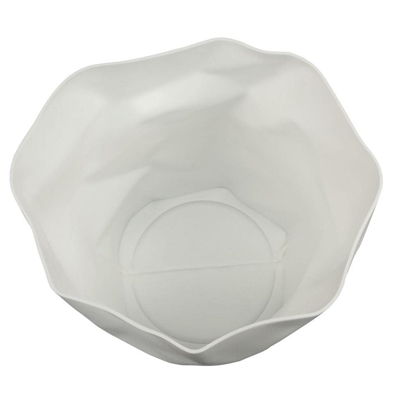Modern White Plastic Trash Can with Crumpled Design