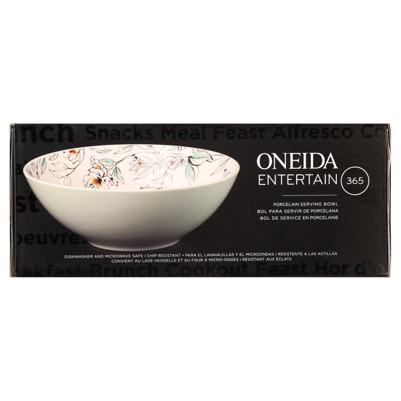 64 oz Porcelain Serving Bowl - Botanica Floral Motif