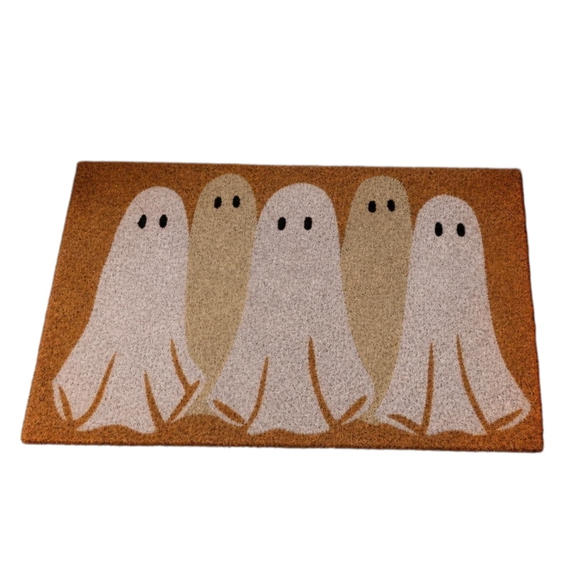 Halloween Ghost Doormat 18x30 Inch Rustic Coir Floor Rug Non-Slip Entryway Decor