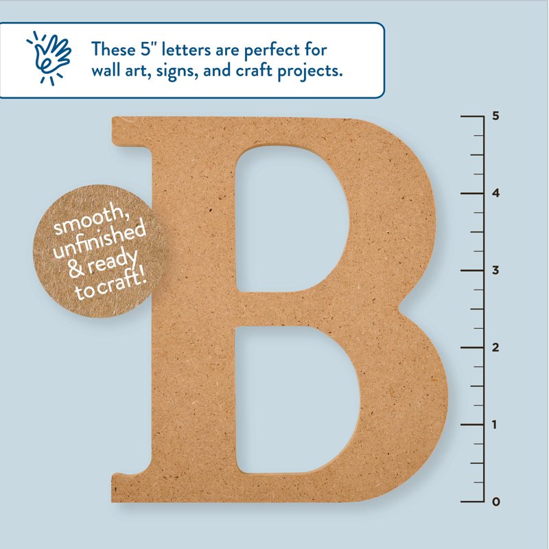 Unfinished Wood MDF Letter B - 5 Inch Craft Sign & Home Decor