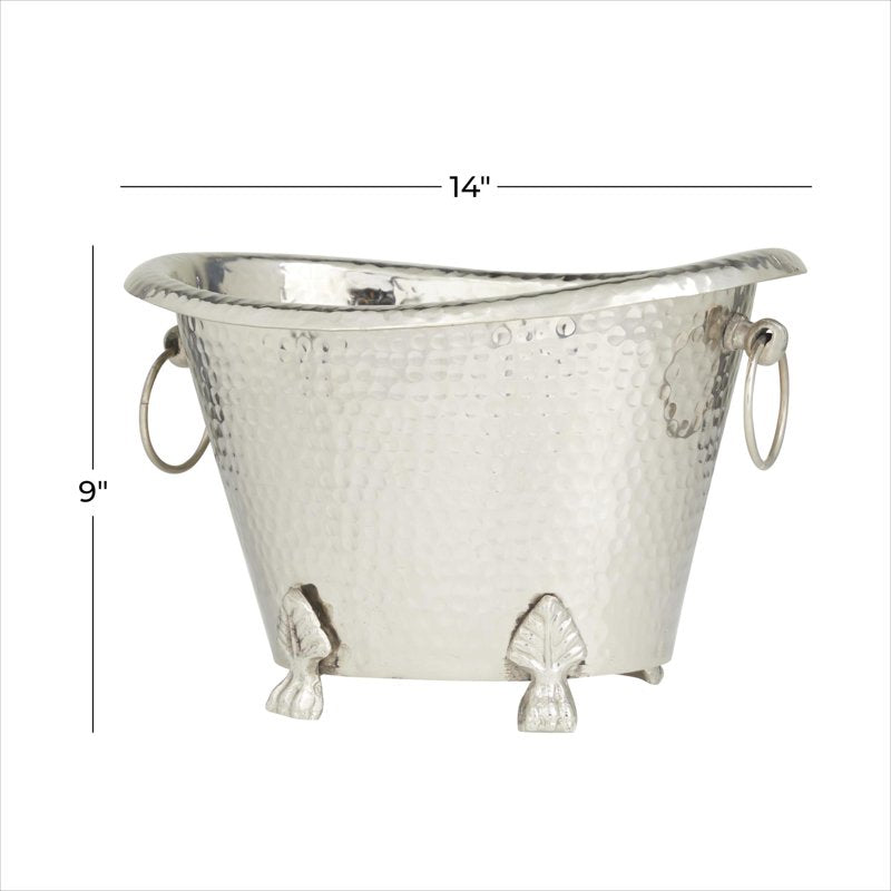 Oval Aluminum Metal Ice Bucket for 6 Bottles - 13.90" x 10.50" x 9.15"