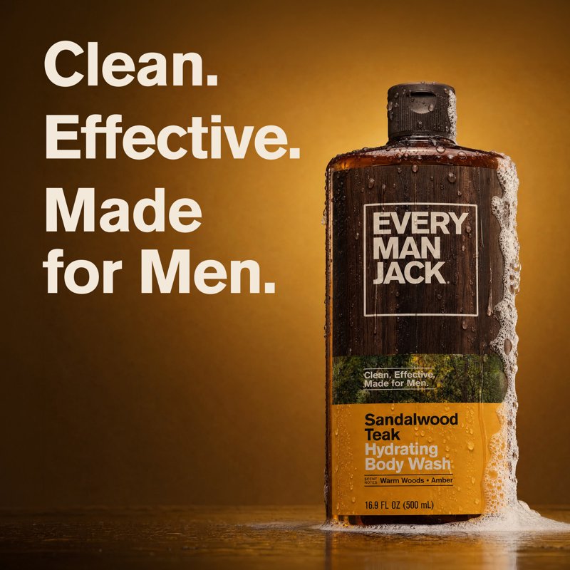 Sandalwood & Teak Hydrating Body Wash for Men - Naturally Derived Formula
