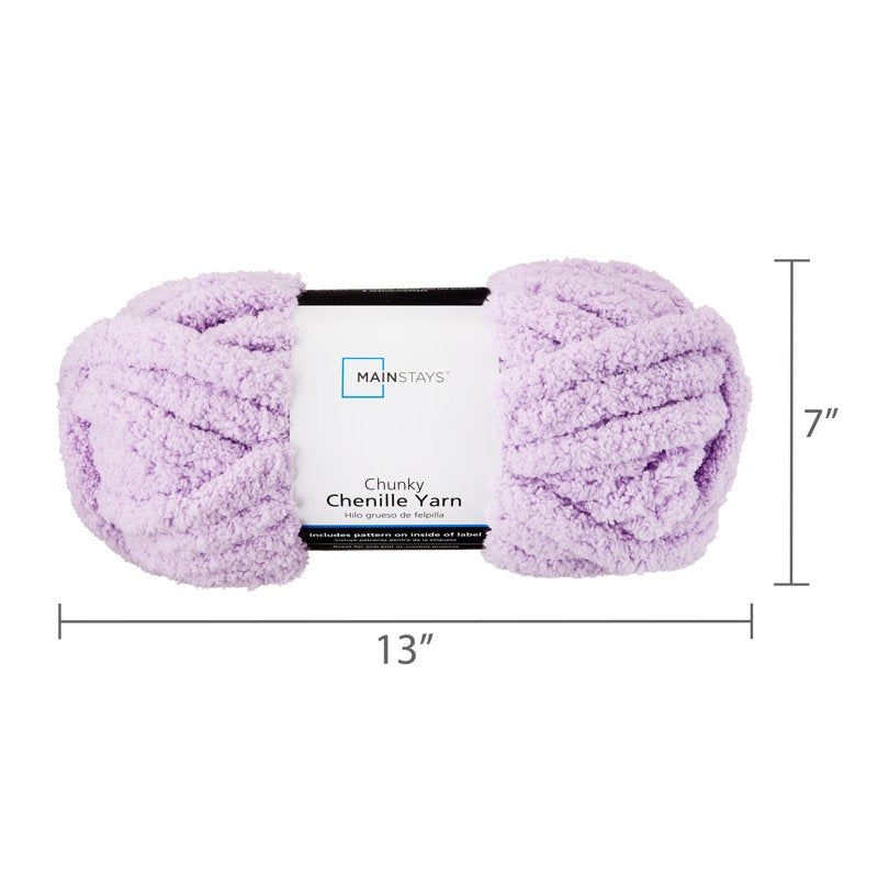 Super Bulky Lilac Chenille Yarn - 31.7 Yards, Soft Polyester for Knitting & Crocheting