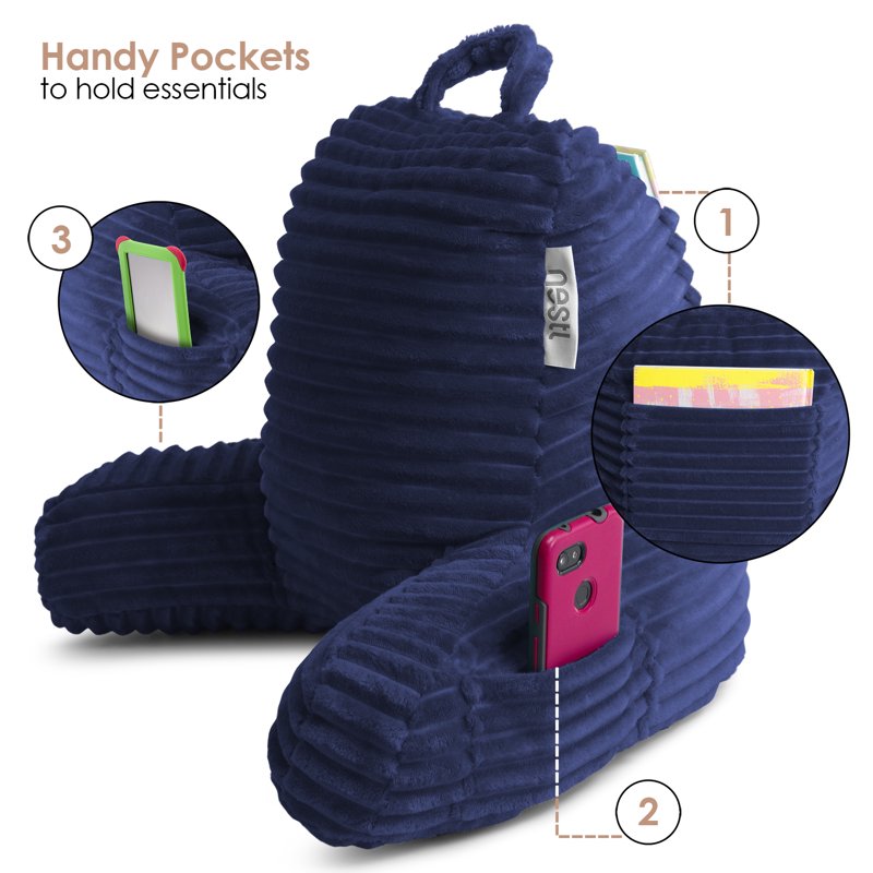 Nestl Reading Pillow with Lap Desk Stand - Small Royal Blue Support Cushion for Kids & Teens