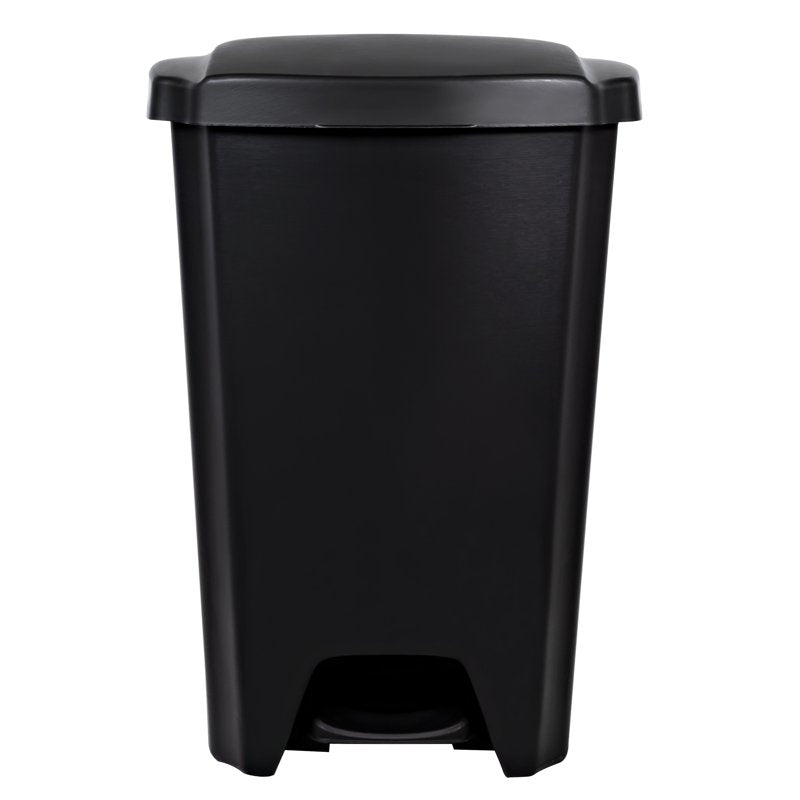 12.1 Gallon Step Trash Can with Foot Pedal Lid - Black