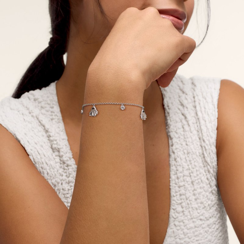 Sterling Silver Ghost Bracelet with White Topaz - Women's Jewelry