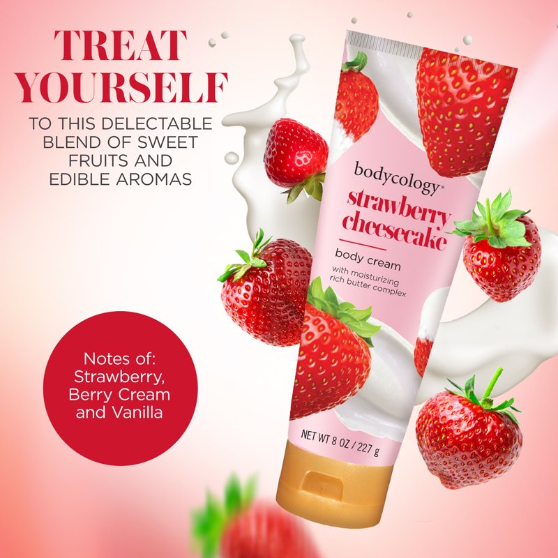Strawberry Cheesecake Shea Butter Body Cream - Moisturizing Lotion, 8 oz
