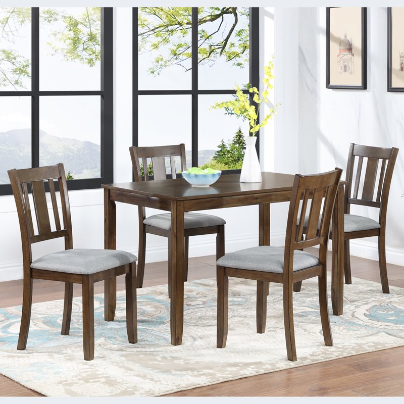 45.5" Rectangular Wooden Dining Table - Seats 4, Walnut Finish