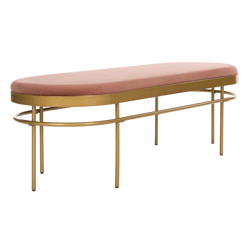 Modern Glam Oval Upholstered Bench - Dusty Rose & Gold