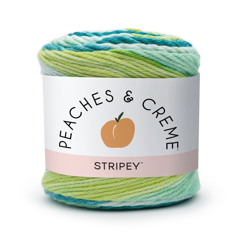 Peaches & Crème Stripey Cotton Yarn - Green Stripes, 2 Pack, 56.7g