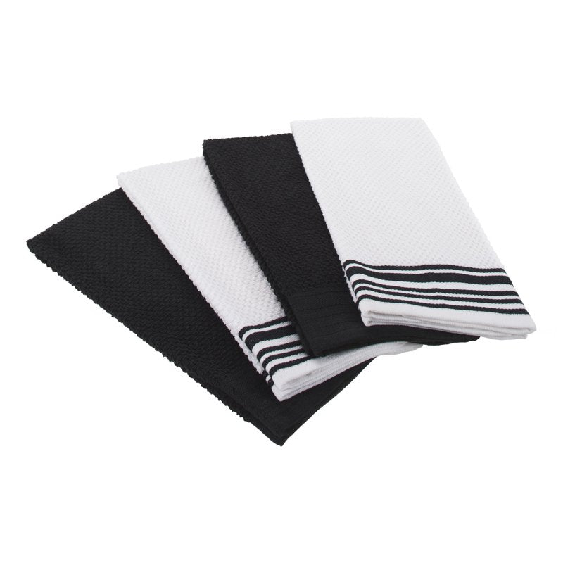 Woven Kitchen Towel Set - 4 Pack, 16x26 in, Black