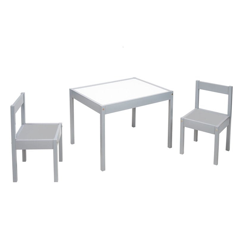 Kids 3-Piece Dry Erase Activity Table and Chair Set - Gray