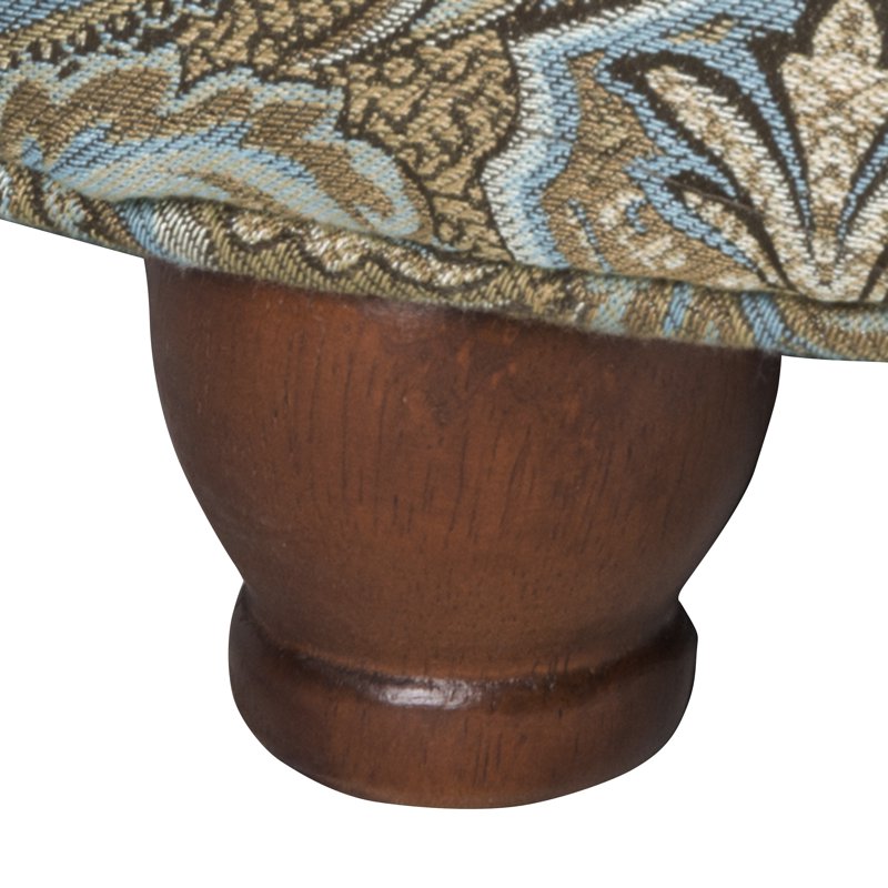 Round Storage Ottoman with Brown Paisley Fabric - 25"