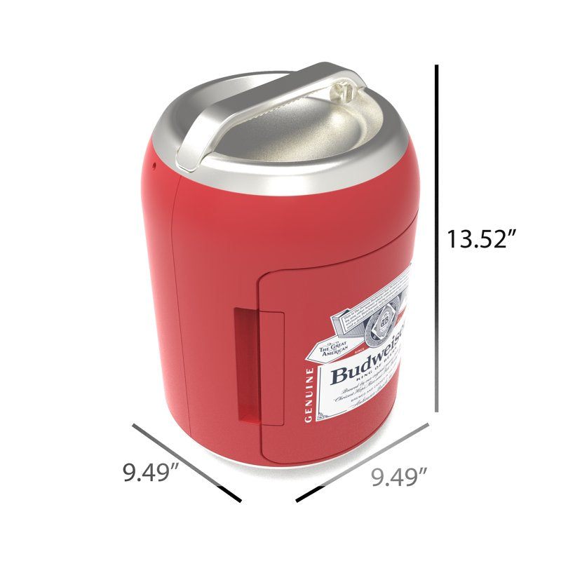 Portable 6-Can Mini Cooler - Budweiser Beverage Shaped - Red