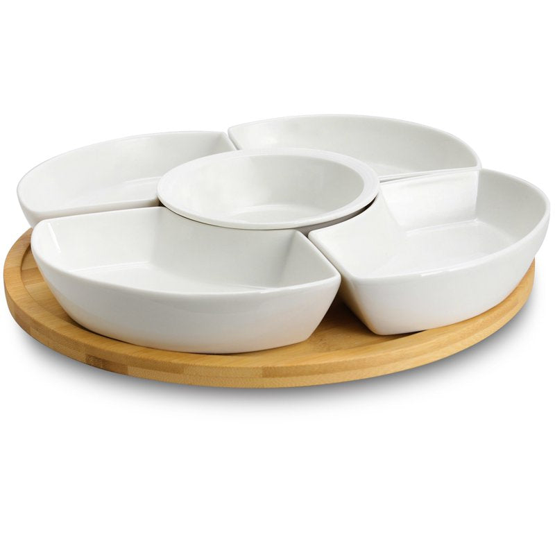 Lazy Susan Appetizer & Condiment Server Set - 7 Piece