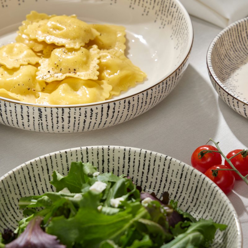 3-Piece Ceramic Nesting Bowl Set - Black and White