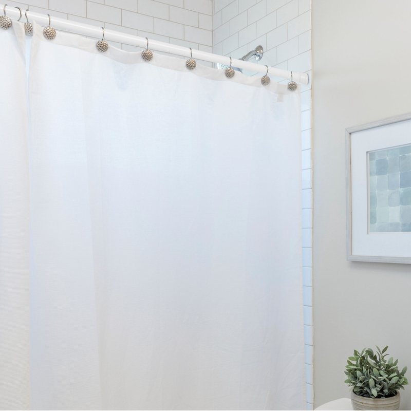 Achim Adjustable White Shower Curtain Rod - 41-76 Inches, Tension Fit, Ivory