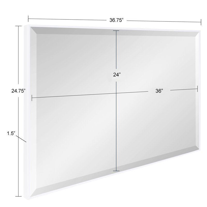 24.75 x 36.75 Inch Modern Rectangle Wall Mirror - White Frame, Kate and Laurel