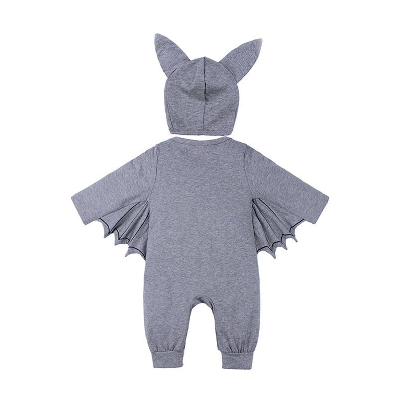 Baby Bat Halloween Romper & Hat Set - Toddler Long Sleeve Jumpsuit for 18-24 Months - Grey Z20-20