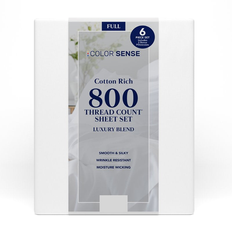 Full White Cotton-Rich 800 Thread Count Bed Sheet Set - Deep Pocket Variation 1