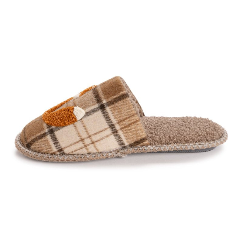 Women's Punch Needle Slippers - Fall Halloween Novelty Scuff Shoes XL Fox Plaid