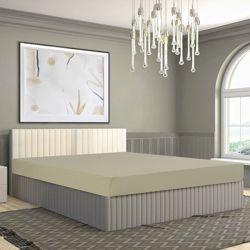 Full Size Microfiber Fitted Sheet Bed Cover - Khaki, Breathable & Machine Washable
