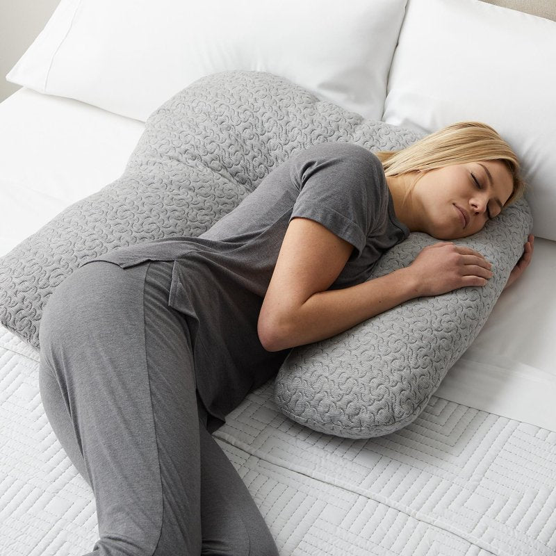 (2 Pack) Allswell Oversized Wrap-Around Pillow - Gray, Multi-Use Support Pillow