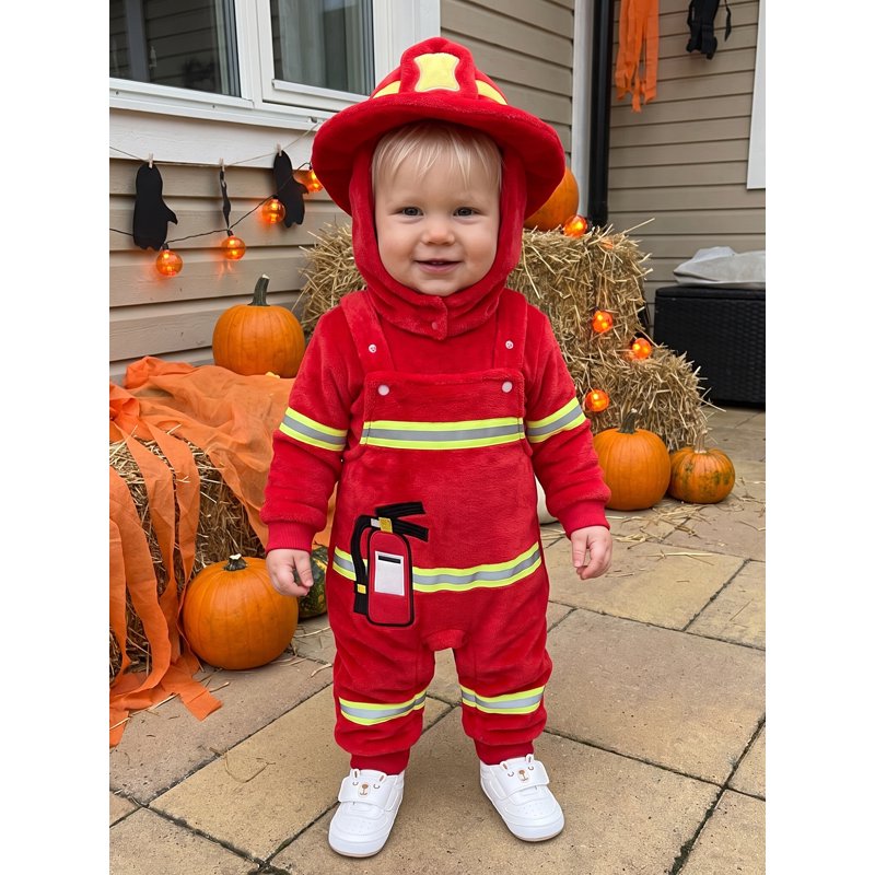 Toddler Baby Boy Firefighter Costume Red 18-24 Months Cosplay Outfit Halloween