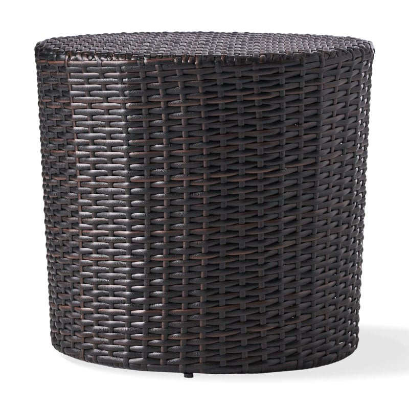 Outdoor Wicker Barrel Side Table - Brown