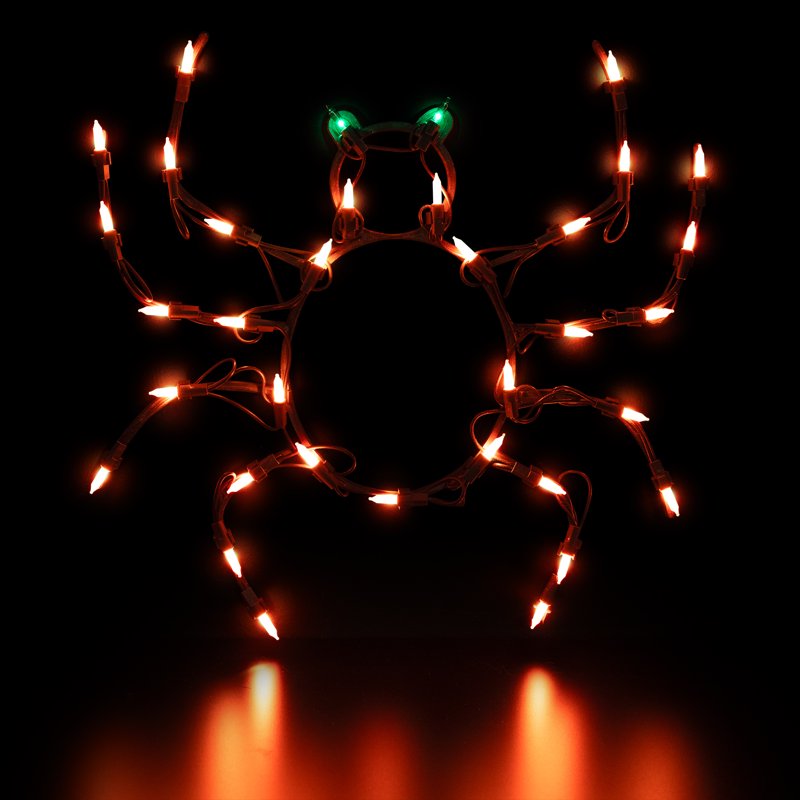 Lighted Spider Halloween Window Decoration - 14 Inch Indoor Outdoor Decor