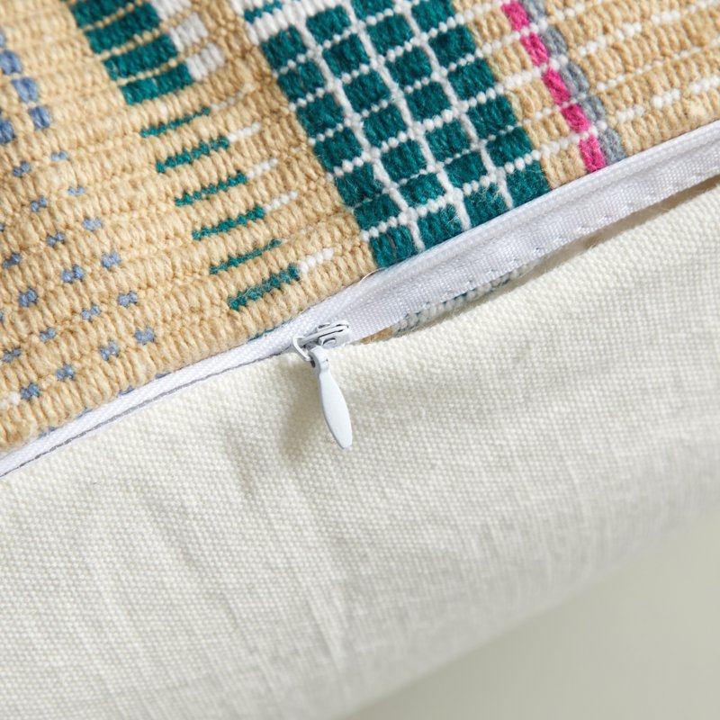 Mainstays Oblong Decorative Pillow - Multicolor Woven Cotton Cover - 14x20 Inches - Variation 1