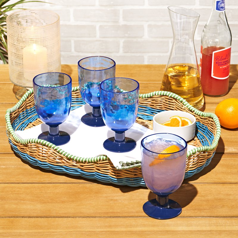 Acrylic Goblet Wine Colorblock Set - 2 Pack, 16-Ounce