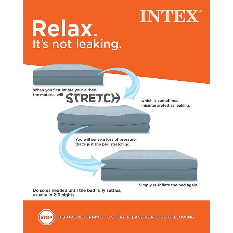 Intex 10 Inch Twin Navy Blue Dura-Beam Air Mattress with Fiber-Tech Support