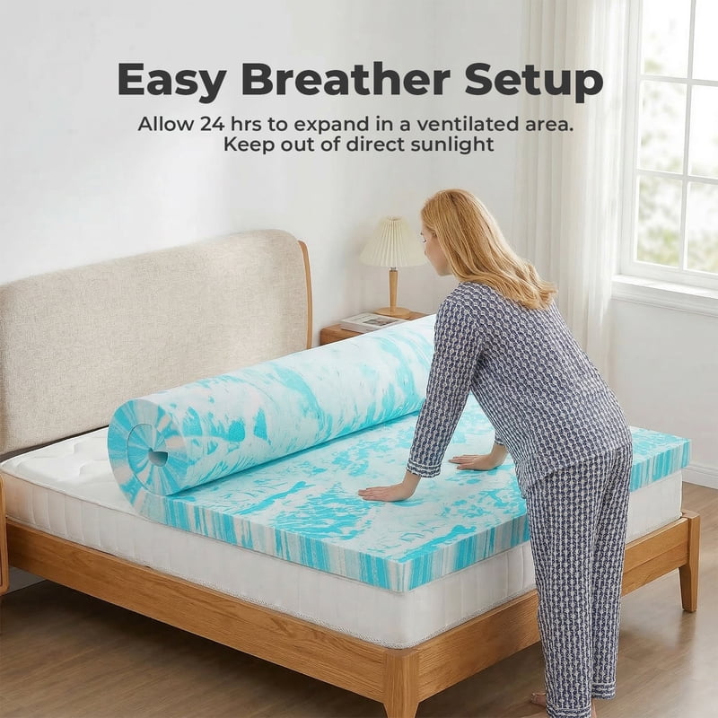 Twin 3-Inch Cooling Gel Memory Foam Mattress Topper - Back Pain Relief