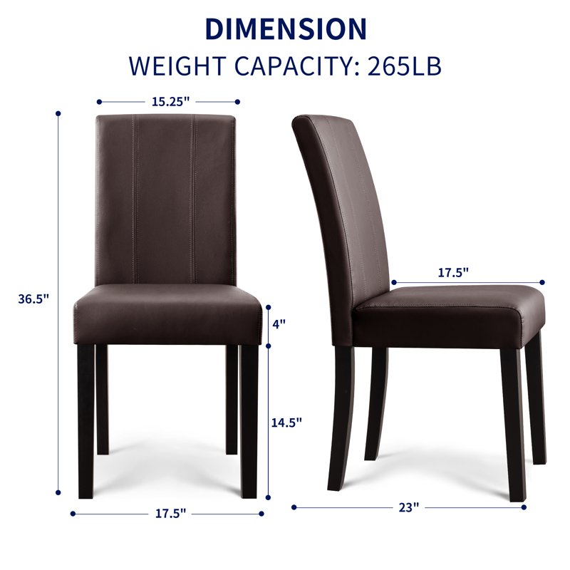 Modern Mid-Century Faux Leather Dining Chairs Set of 4 - Brown