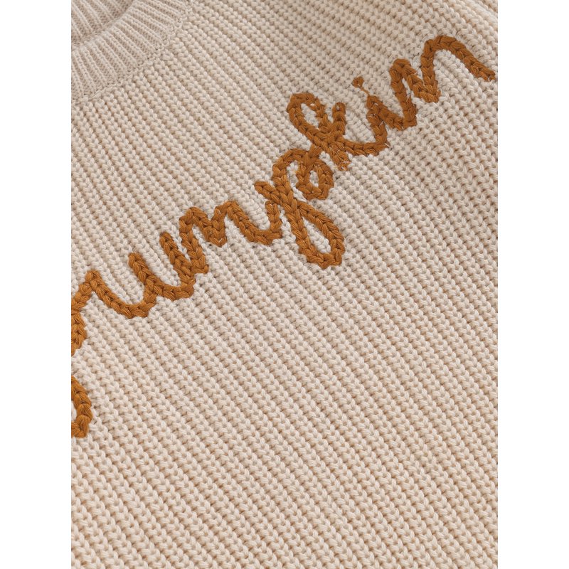 Toddler Girl Boy Halloween Knit Sweater - Style 2, 6-9 Months, Long Sleeve Letter Embroidery Pullover