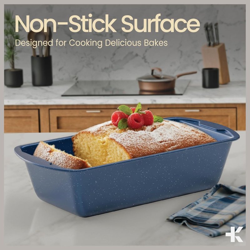 Nonstick Loaf Pan Set - 2 Pack, 10.2" & 11" Blue Marble