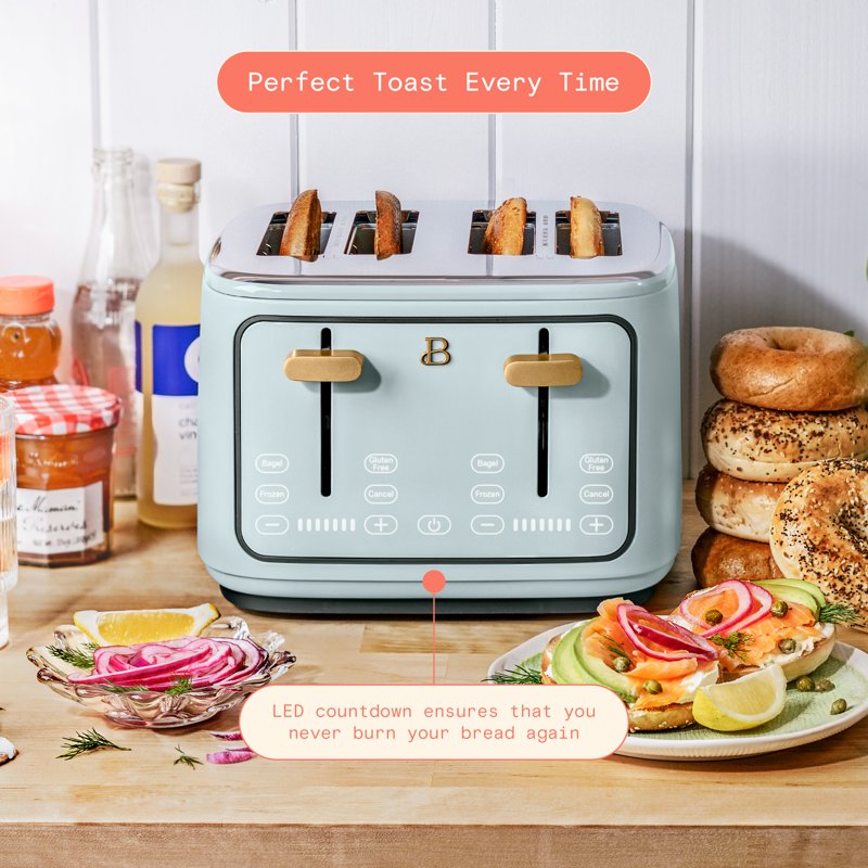 4-Slice Toaster with Touch-Activated Display - Hydrangea