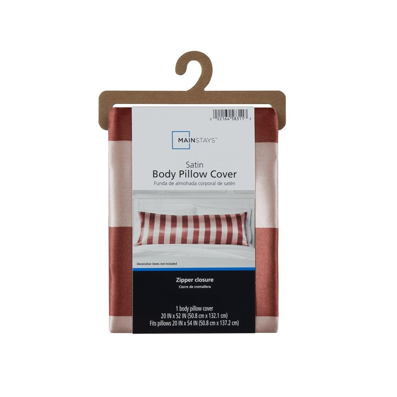 Pink Satin Body Pillowcase 20x52 Inches - Cabana Stripe - Frizz & Cooling