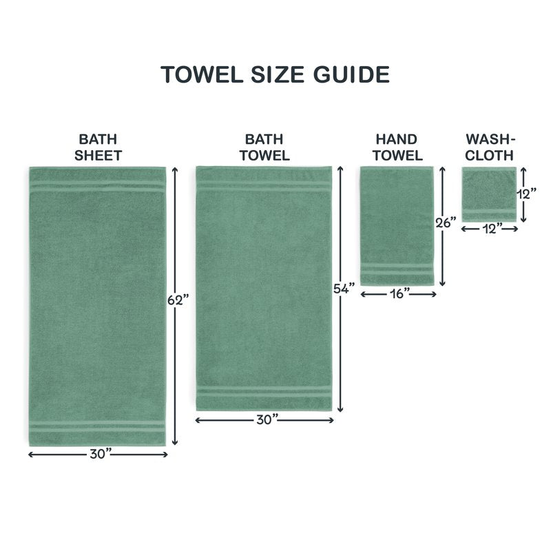 (2 Pack) Mainstays Performance Bath Towels - Quick Dry, Fade Resistant, Green Sage