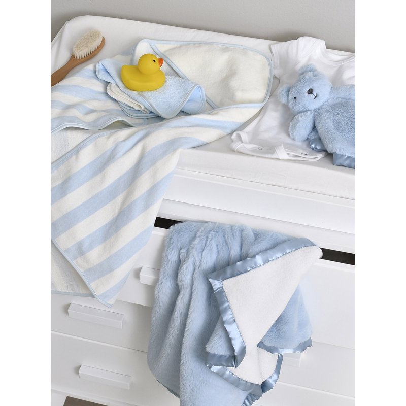 Unisex Baby Hooded Terry Velour Bath Towel & Washcloths Set - Blue, 4 Pieces