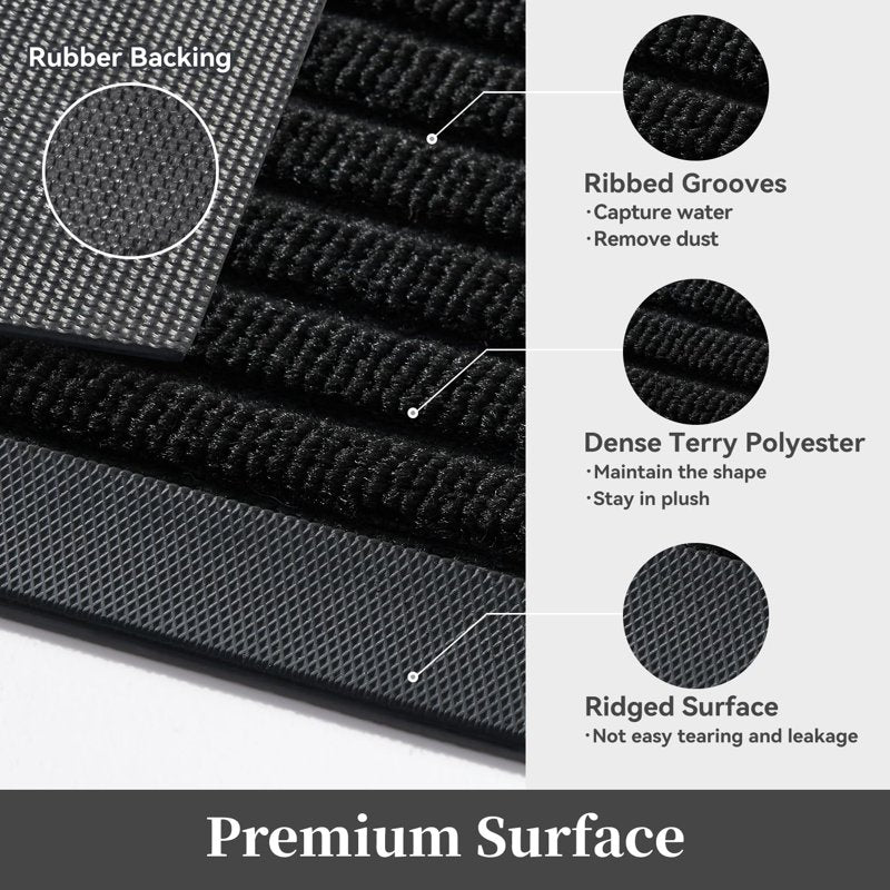 Outdoor Welcome Mat 24x35 Inches Arch-Black Non Slip Absorbent Rubber Entry Rug