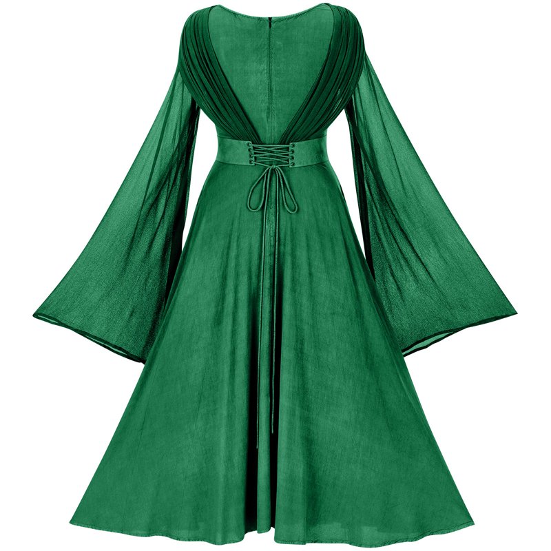 Victorian Fairy Costume for Women - Green Medieval Renaissance Dress, M Variation