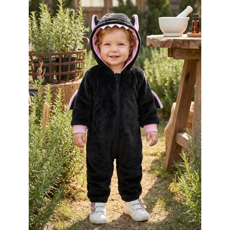 Toddler Bat Costume Kids Infant Baby Girl Boy Fall Winter Romper - Black, 3-4 Years