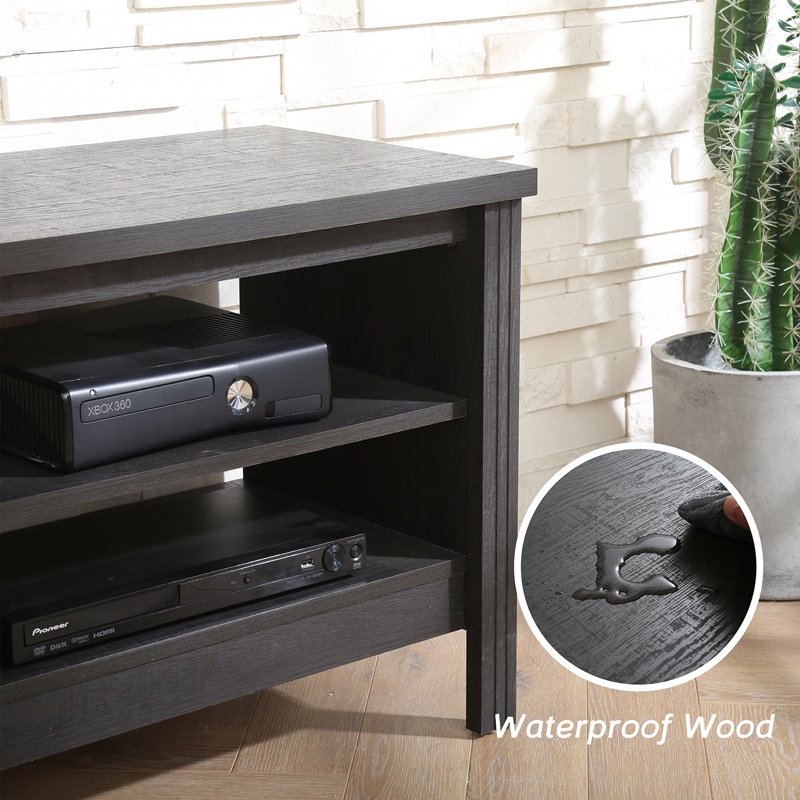Farmhouse TV Stand for 55-60 Inch TVs - Black Wood Cabinet