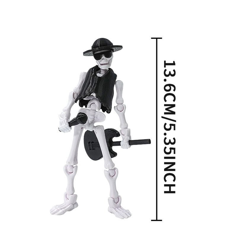 Stress Relief Skeleton Doll Toy with Weapons - Creative Desk & Backpack Decor