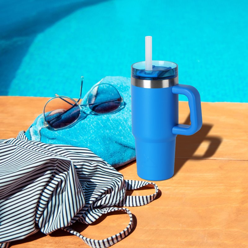 18 oz Insulated Stainless Steel Tumbler with Handle - Electric Blue